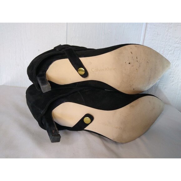 Calvin Klein Bethany Ankle Boots Women's 9.5 Convertible Black Suede High Heel - Picture 6 of 10